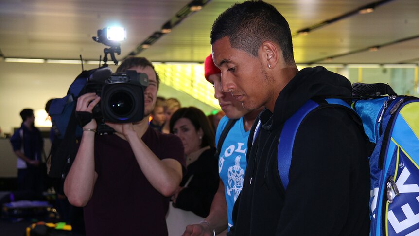 Nick Kyrgios arrives at Canberra Airport after his impressive Wimbledon debut on 6 July 2014.