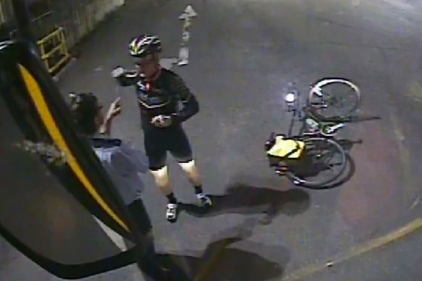 A cyclist throws a punch at a Brisbane bus driver.