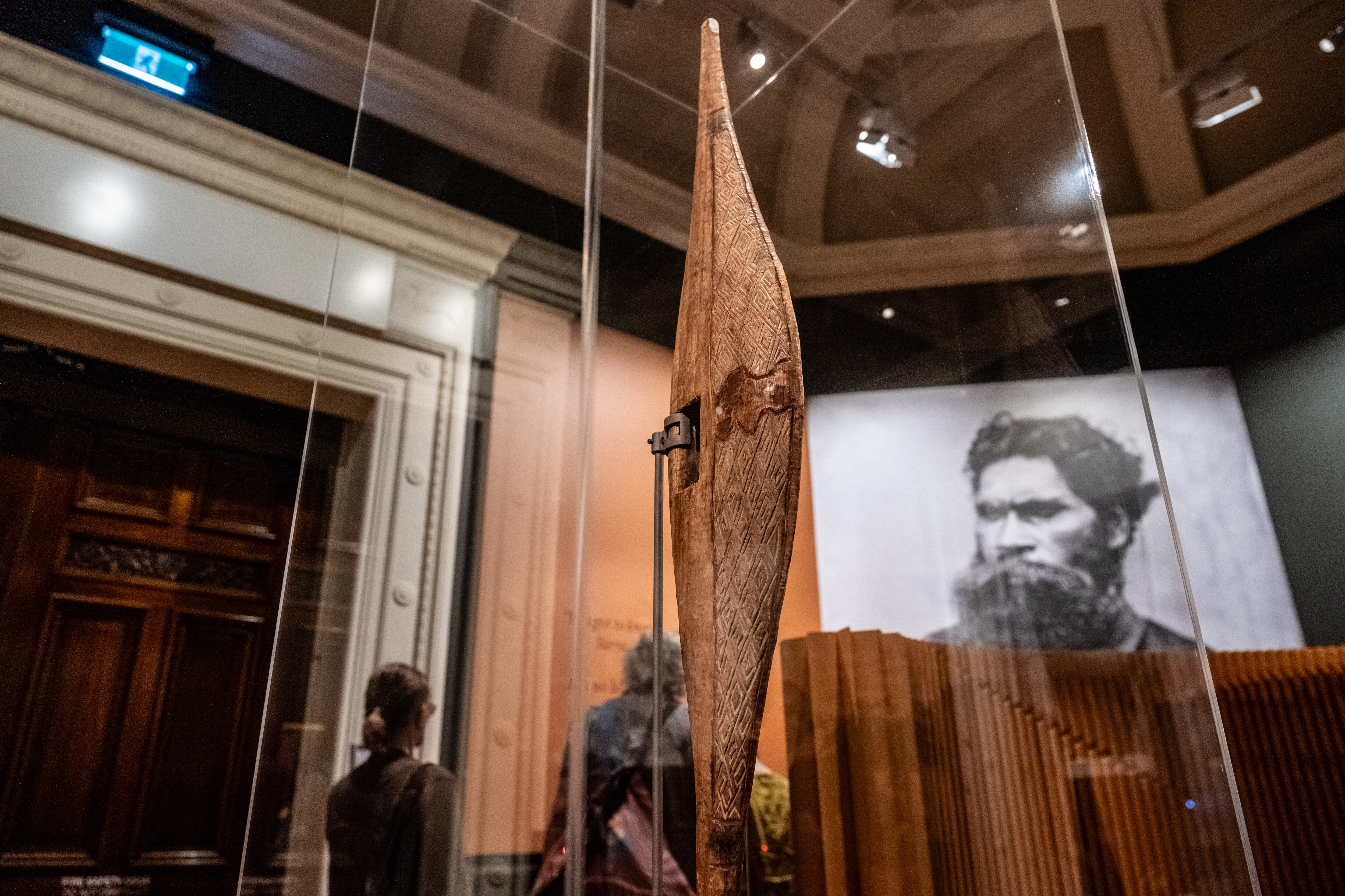 Culturally significant artefacts by William Barak at an exhibition