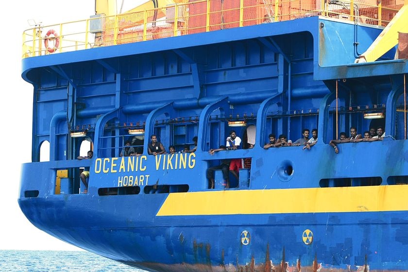 The refugees spent weeks on board the Oceanic Viking in the port of Merak