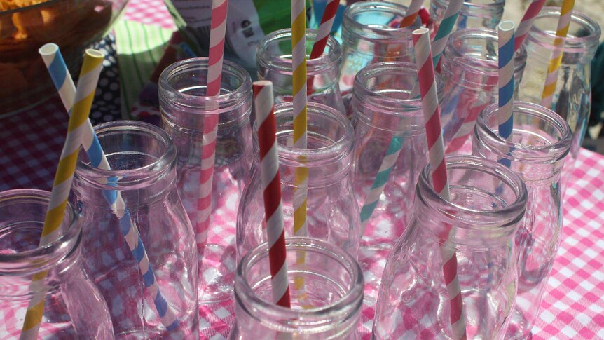 Jars with paper straws