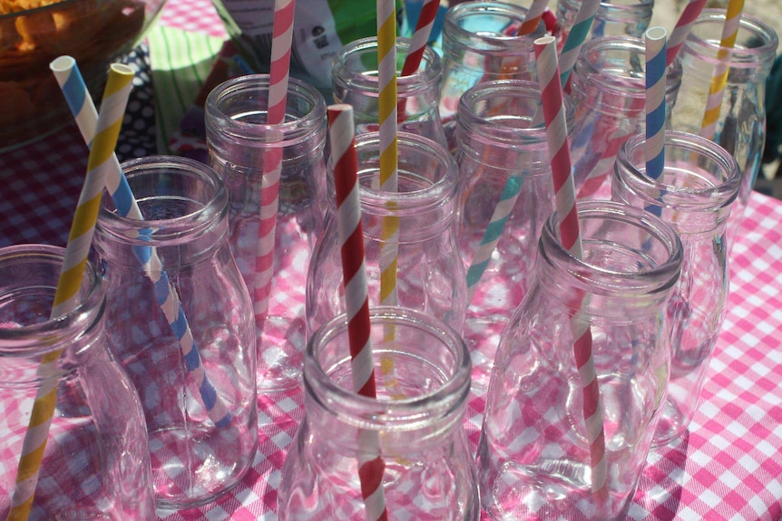 Jars with paper straws