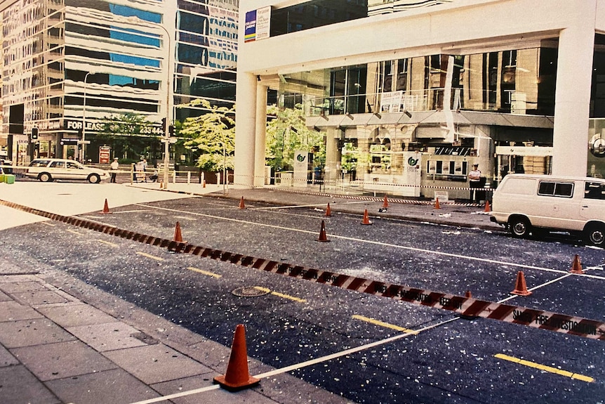 Debris from the 1994 National Crime Authority blast on Waymouth Street.