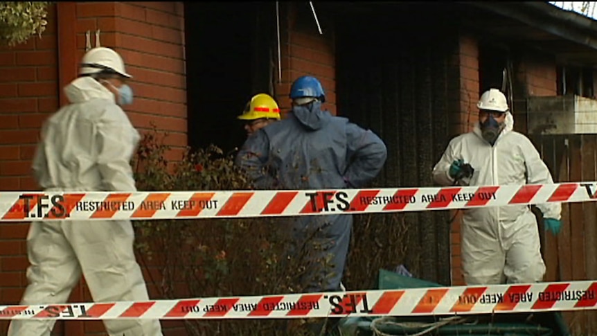 Three teenagers escaped the blaze in which a 41-year-old woman died.
