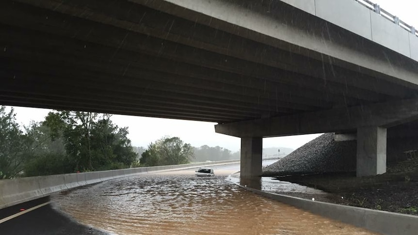 Road flooded near Berry, NSW