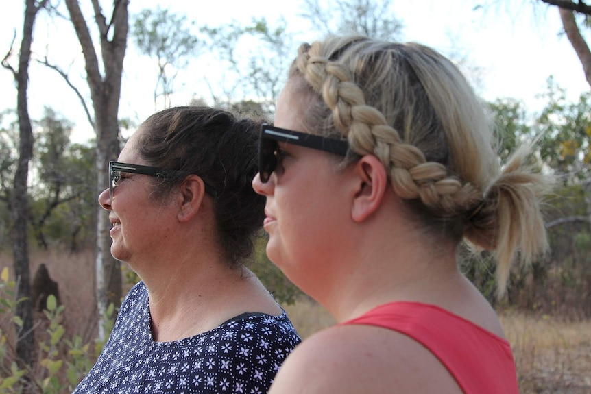A photo of Helena Lardy and Kelly Wright on the site of Jilkminggan's new housing block.