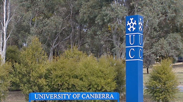 A University of Canberra sign