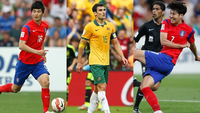 Composite of Ki Sung-yeong, Mile Jedinak and Son Heung-min