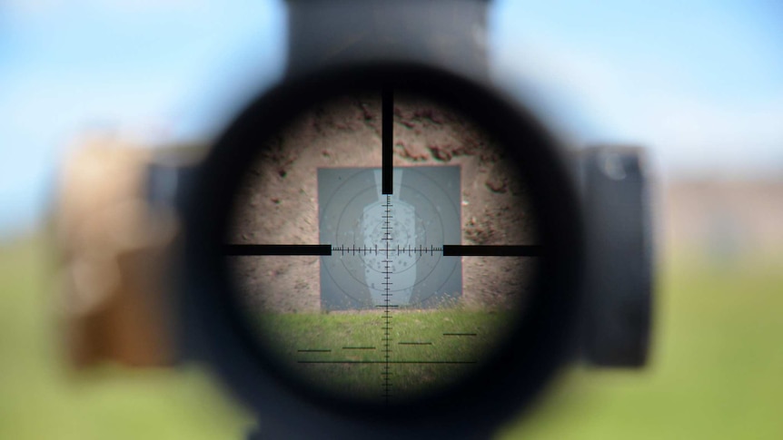 Looking through a sniper view to a target