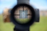 Looking through a sniper view to a target