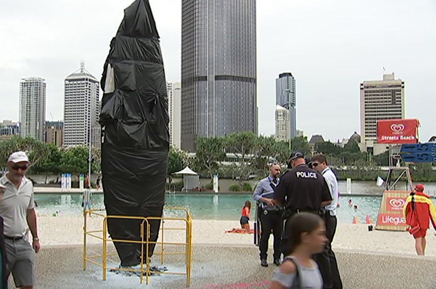 Police investigating the arson attack on the surfboard-shaped Commonwealth Games countdown clock.