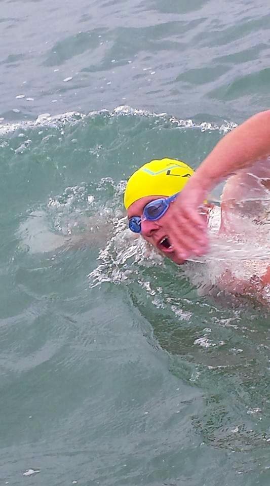 Peter Schultz in the water swimming