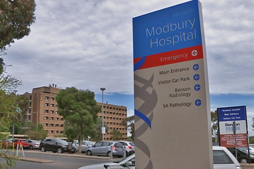 Modbury Hospital main building car park and signage