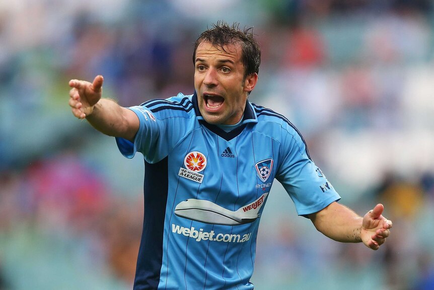 Asking a question ... Alessandro Del Piero gestures during the Sky Blues' win
