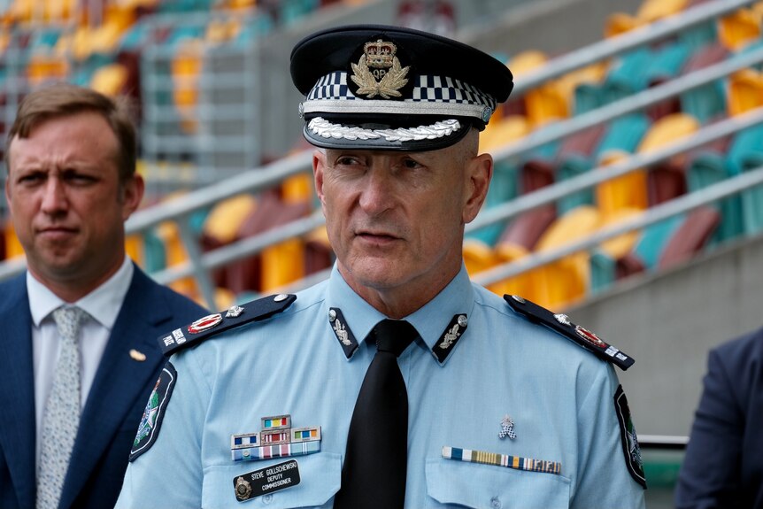 Queensland  Deputy Police Commissioner Steve Gollschewski speaks at a media conference