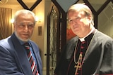 Sydney Archbishop Anthony Fisher shakes hands with Grand Mufti Ibrahim Abu Mohammad