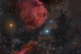 The Orion constellation showing the surrounding nebulas and red supergiant star Betelgeuse.