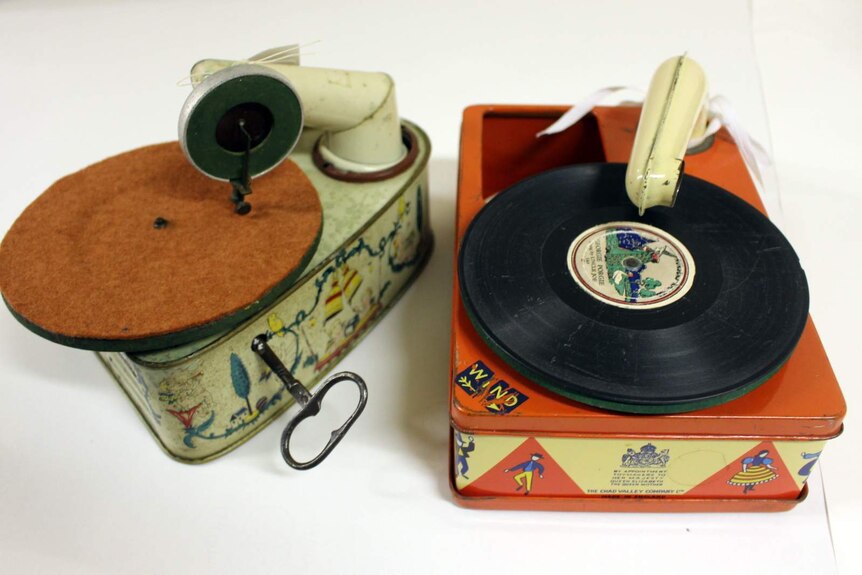 Children's gramophones c. 1930 at the National Film and Sound Archive.