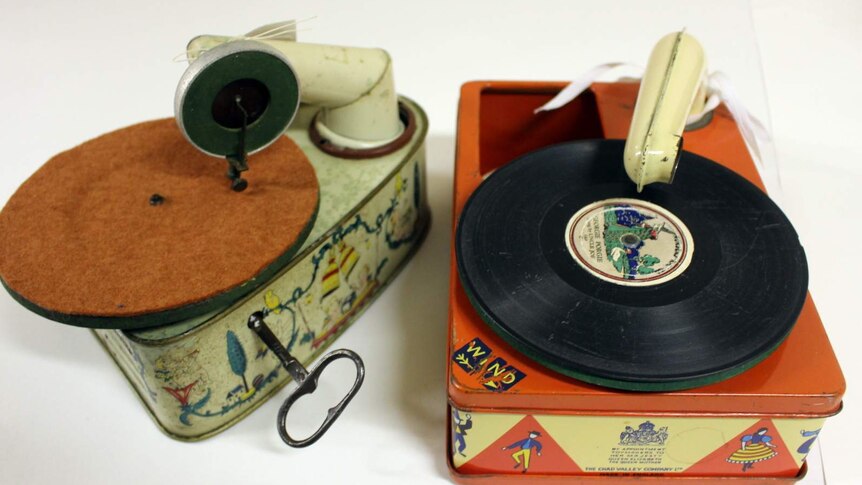 Children's gramophones c. 1930 at the National Film and Sound Archive.