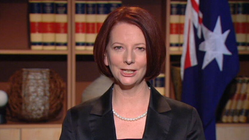 Julia Gillard delivering her New Year's message.