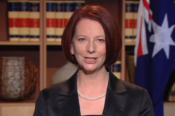 Julia Gillard delivering her New Year's message.