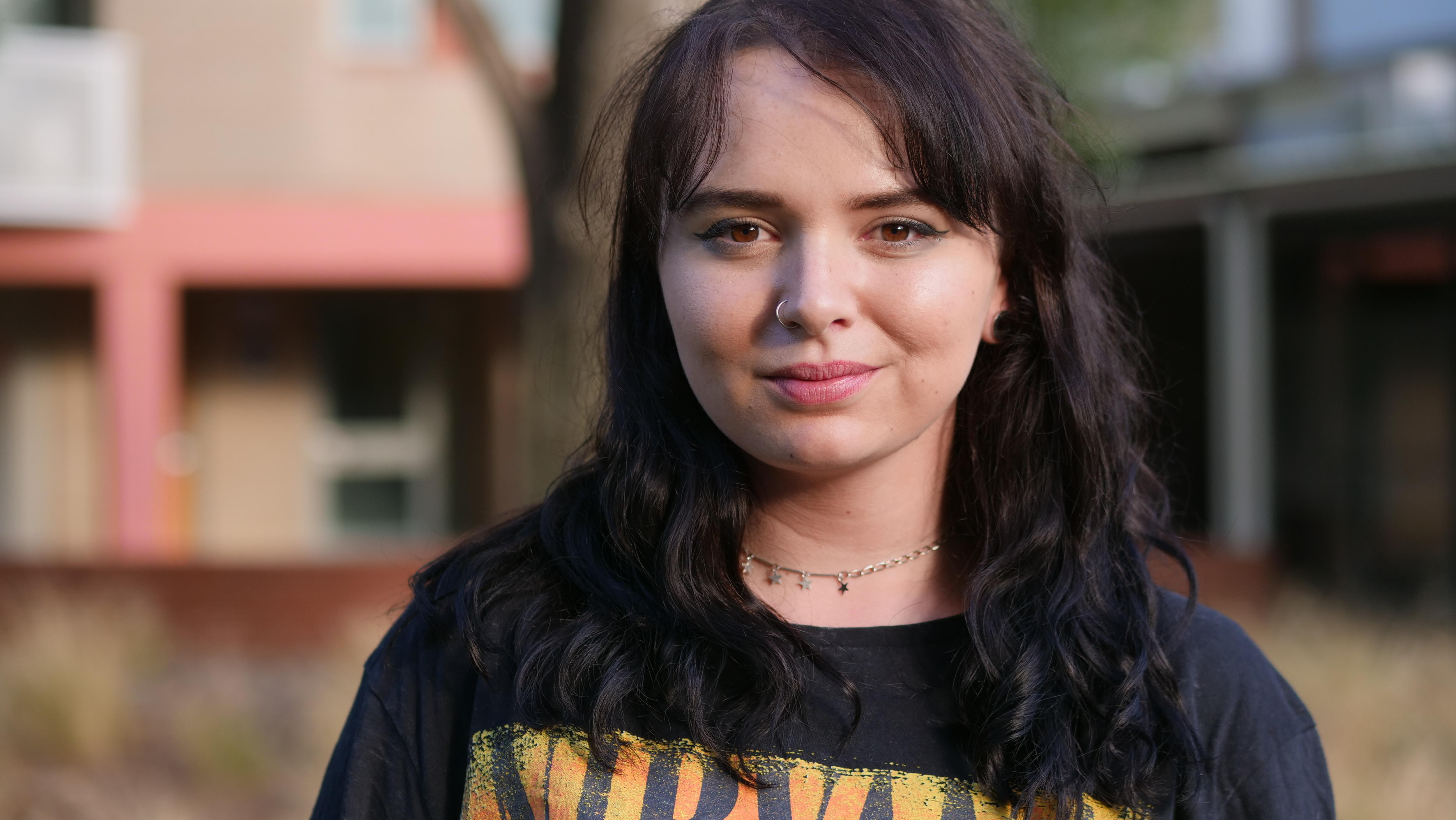 Kirra Hampson smiling to camera.