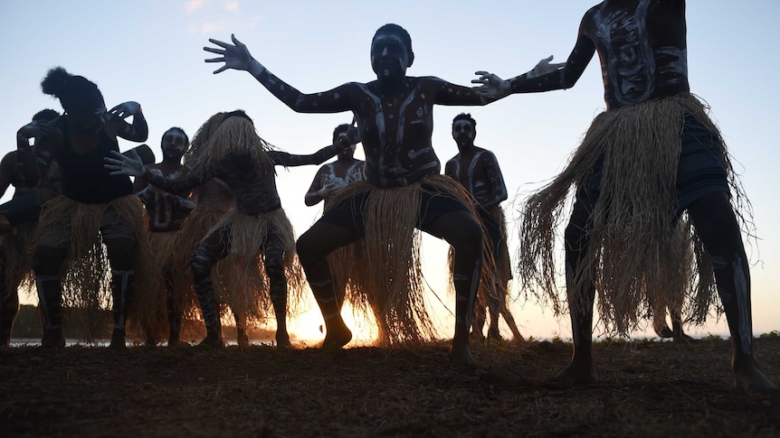 Injinoo Dance Group perform welcome to country ceremony dance for Prime Minister Tony Abbott