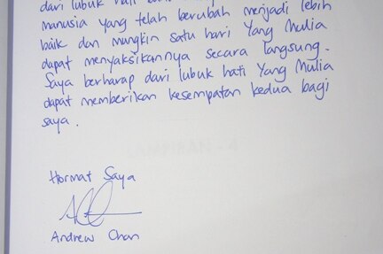 Andrew Chan Bali Nine plea for clemency letter