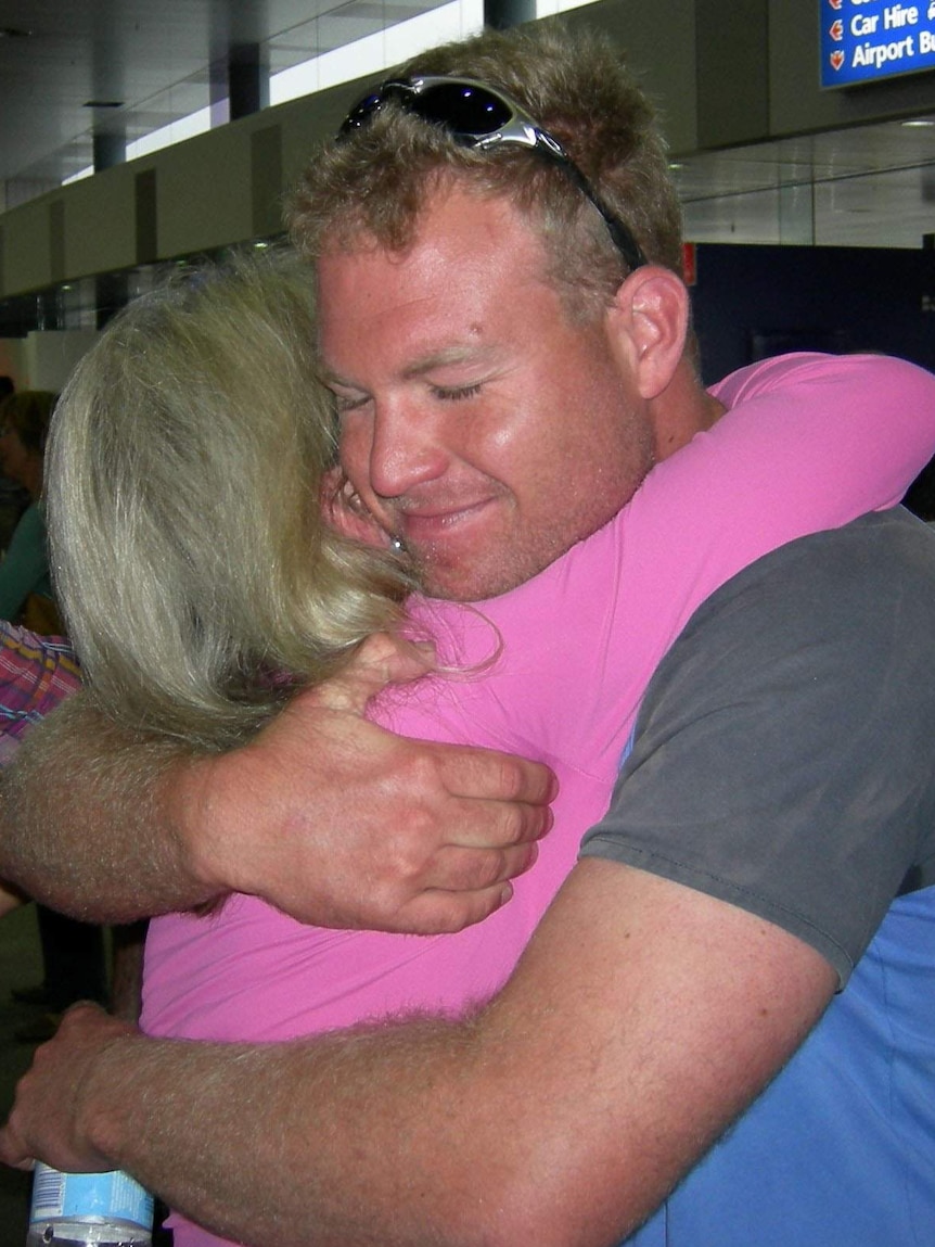 Mark Richards hugs his mum Anne