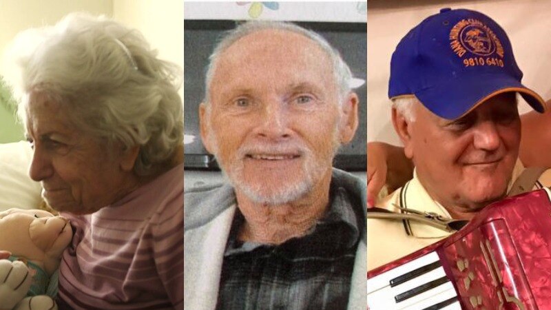 Composite of three elderly people.