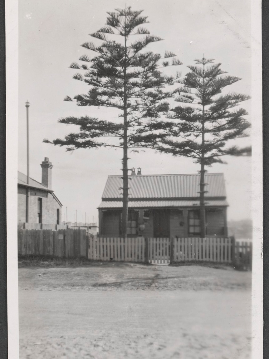 Old black and white photograph of a little cottage in north Bondi.