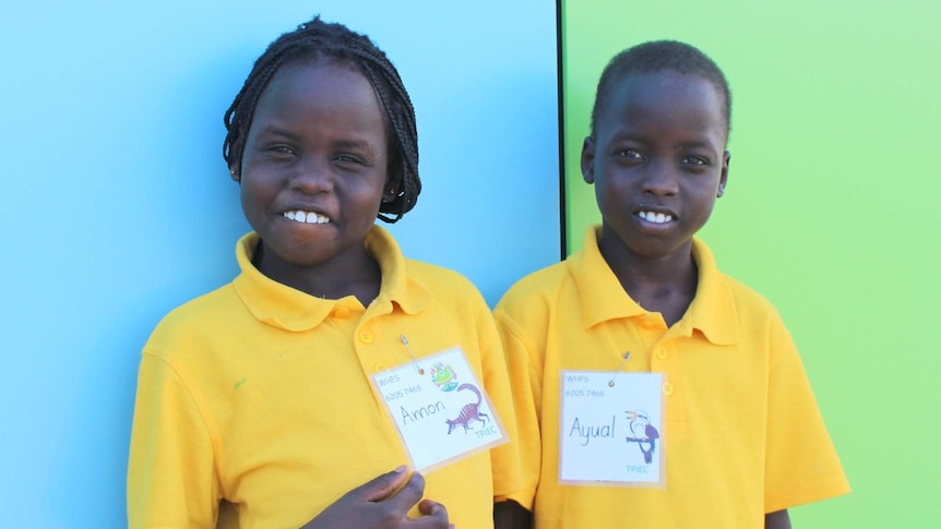 Amon and Ayual at the Tuggeranong Introductory English Centre.