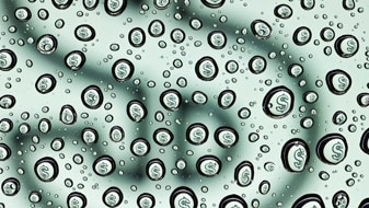 Dollar sign reflected in numerous water droplets (Thinkstock: iStockphoto)