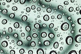 Dollar sign reflected in numerous water droplets (Thinkstock: iStockphoto)