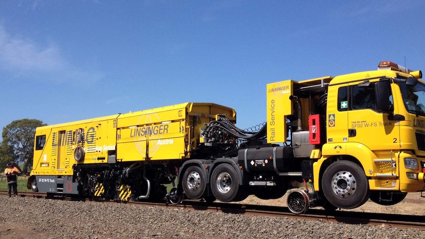 Special train track grinder brought in to fix the Traralgon to Bairnsdale rail line