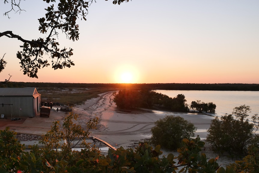 The sun rising over the pearl farm hatchery