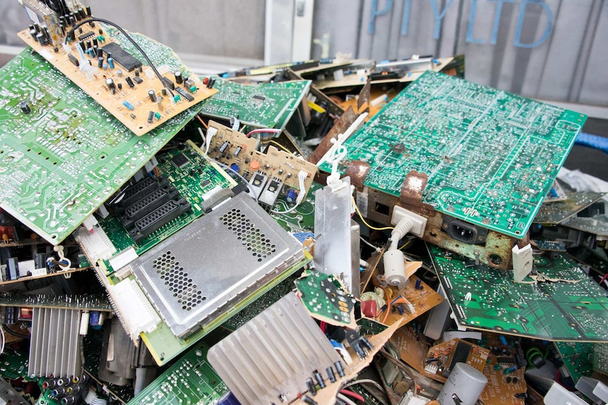 Discarded computer circuit boards
