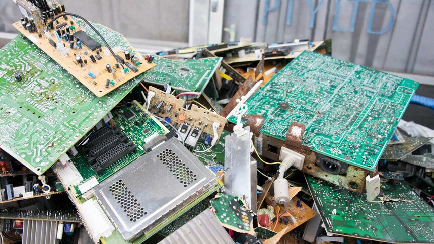 Discarded computer circuit boards