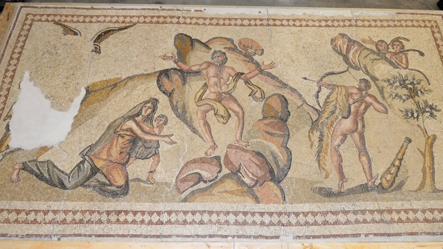 Ancient mosaic of Hercules
