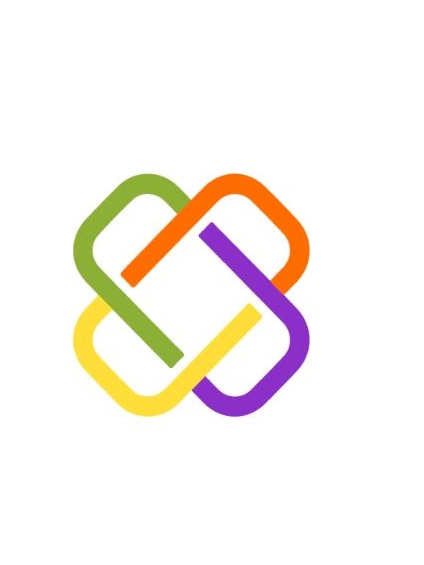 A logo that looks like three colours and linked chain