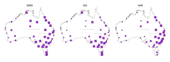 The strength of the relationship between climate drivers and fire weather in spring.