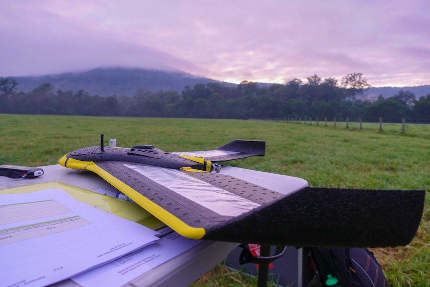 Close up of BioCarbon Engineering's scanning drone