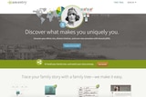 Homepage of subscription-based genealogy website Ancestry.com.