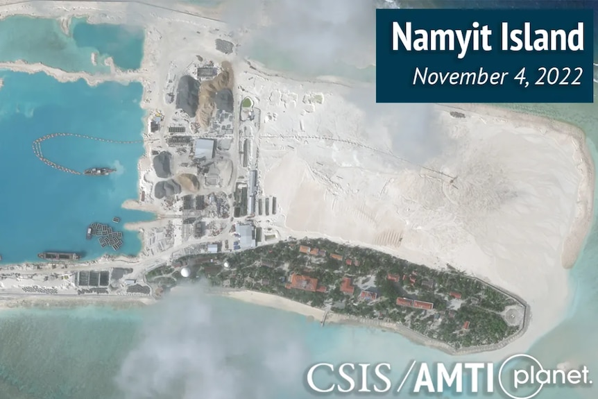 Namyit Island in Spratley Islands aerial image