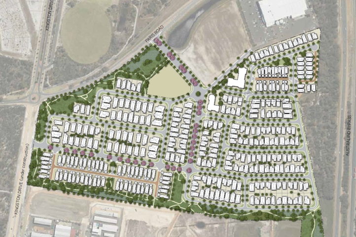 Aerial image of a concept plan for a housing estate in Australind.