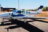 A photo of the Beechcraft Baron 58, supplied by police, 16 April 2022.  