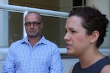 Member for Daly, Ian Sloan and Lia Finocchiaro outside the Legislative Assembly of the Northern Territory