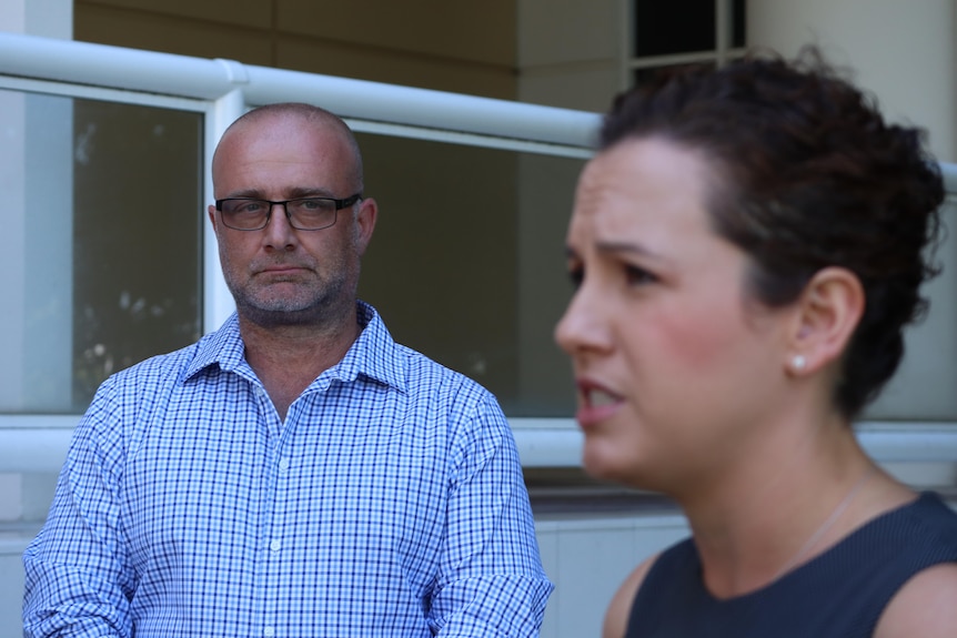 Member for Daly, Ian Sloan and Lia Finocchiaro outside the Legislative Assembly of the Northern Territory