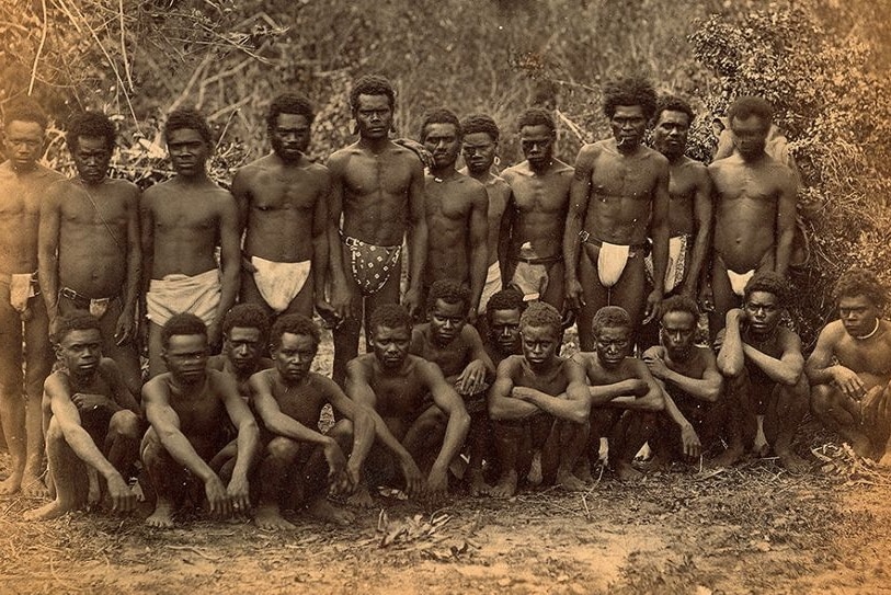 An archival image of South Sea Islanders who probably worked on a sugar plantation in Australia.