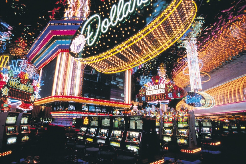 Bright lights and poker machines at a casino